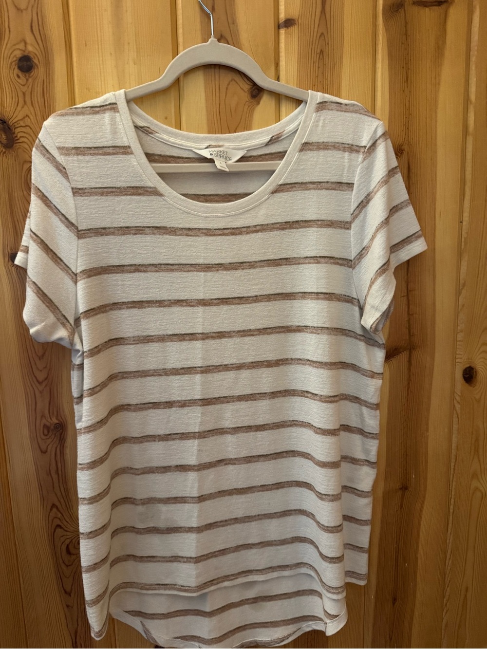 Market & Spruce Cream Tee with Tan Stripes